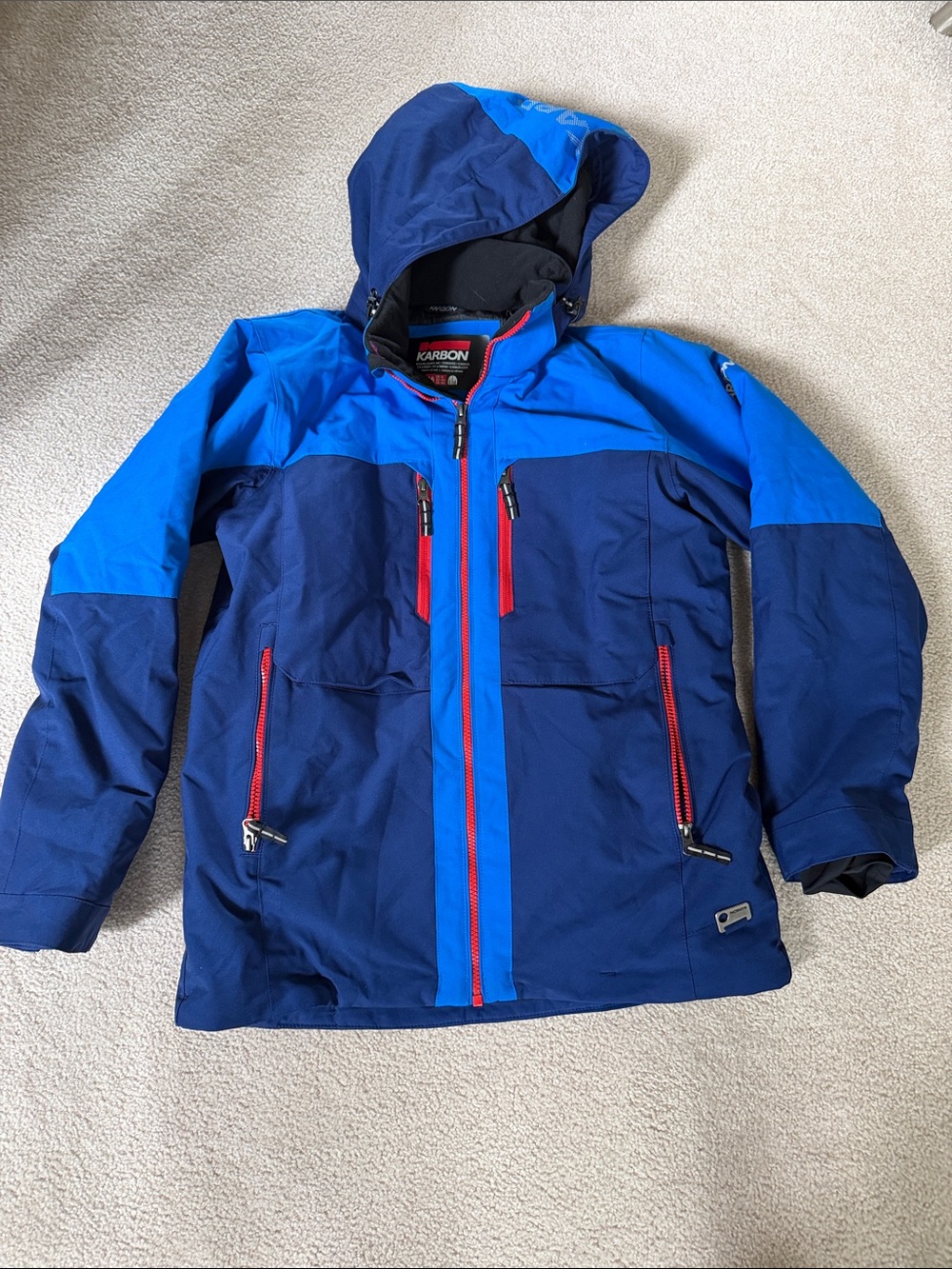 Kids' Blue Two-Tone Waterproof Hooded Raincoat - Karbon
